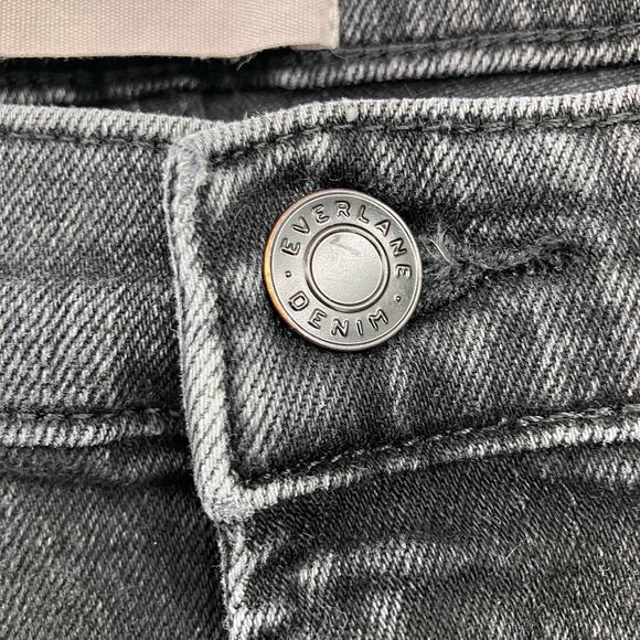 Everlane Washed Black High Rise Zip Raw Hem Pockets Skinny Tall Denim Jean Pants - Picture 4 of 8